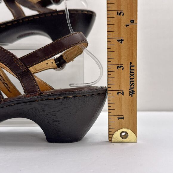 Born Sandals Womens 9 / 40.5 Brown Leather Strappy Slingback Heel Comfort W61909 - Picture 4 of 11
